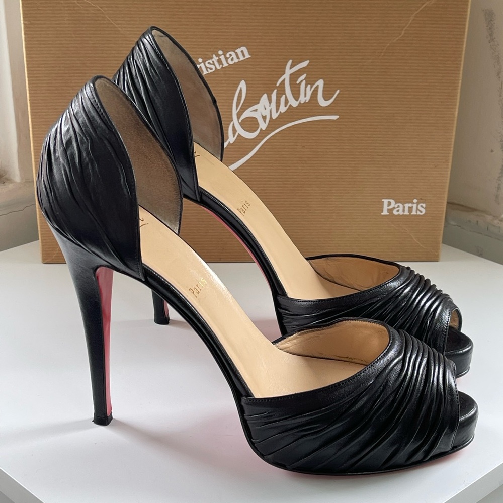Christian Louboutin Black D'Orsay Peep Toe Heels
